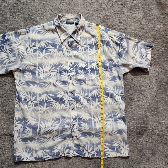 Cache Creek Hawaiian Button Up Shirt Large Blue Floral Short Sleeve Lightweight - Picture 10 of 13